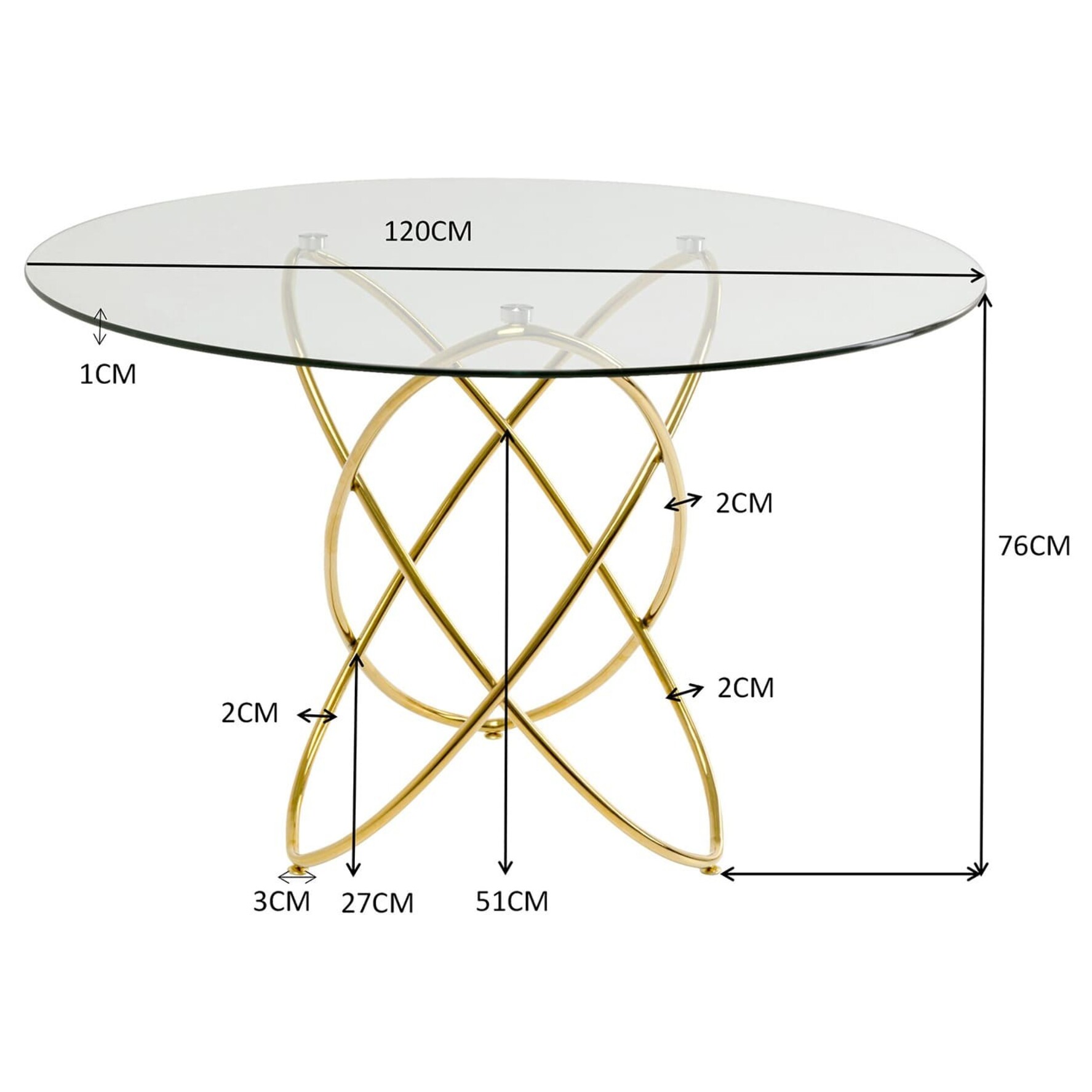 Table Molekular 120cm dorée Kare Design