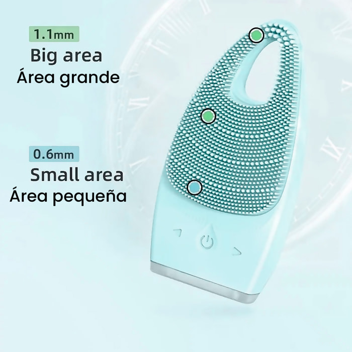 Detergente facciale elettrico con batteria ricaricabile. 15 intensità, modalità massaggio. Trattamento dell'acne, pulizia profonda, detergente per pori.