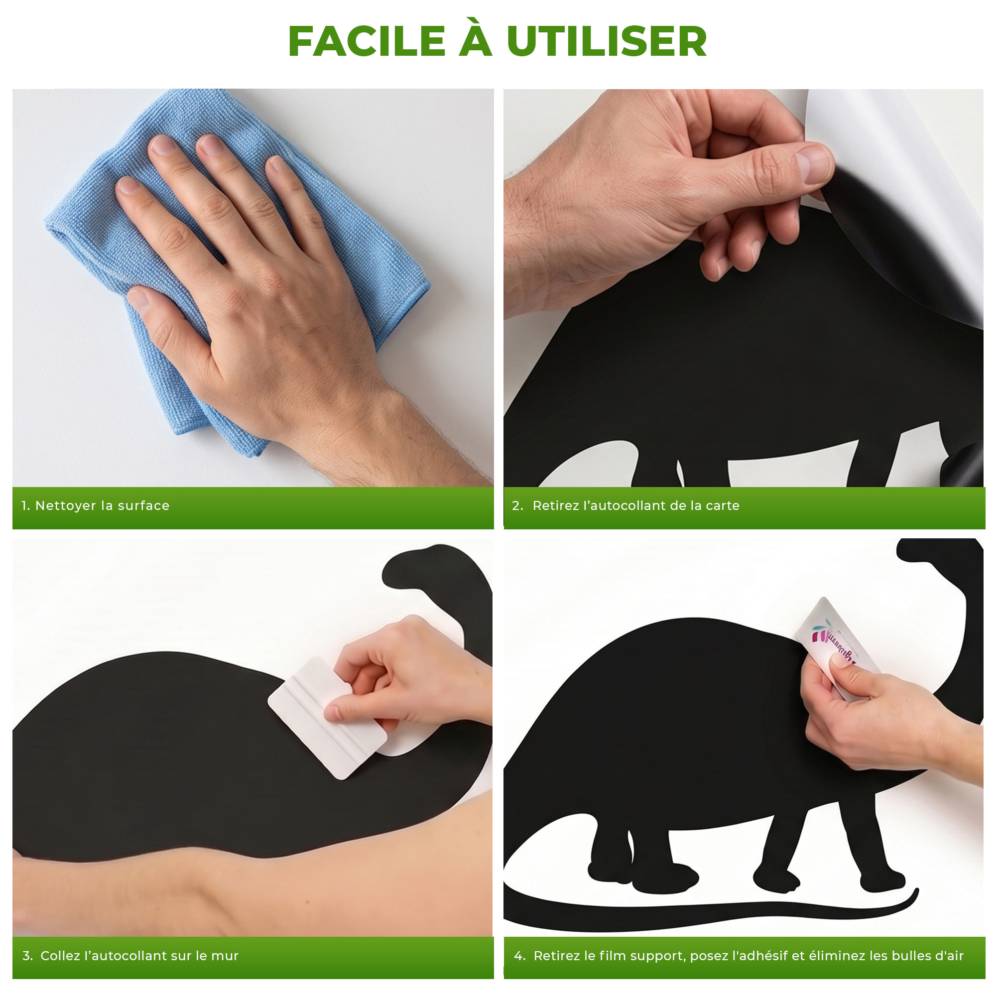 Sticker ardoise tableau noir - stickers muraux adhésif effaçable - SILHOUETTE DINOSAURE