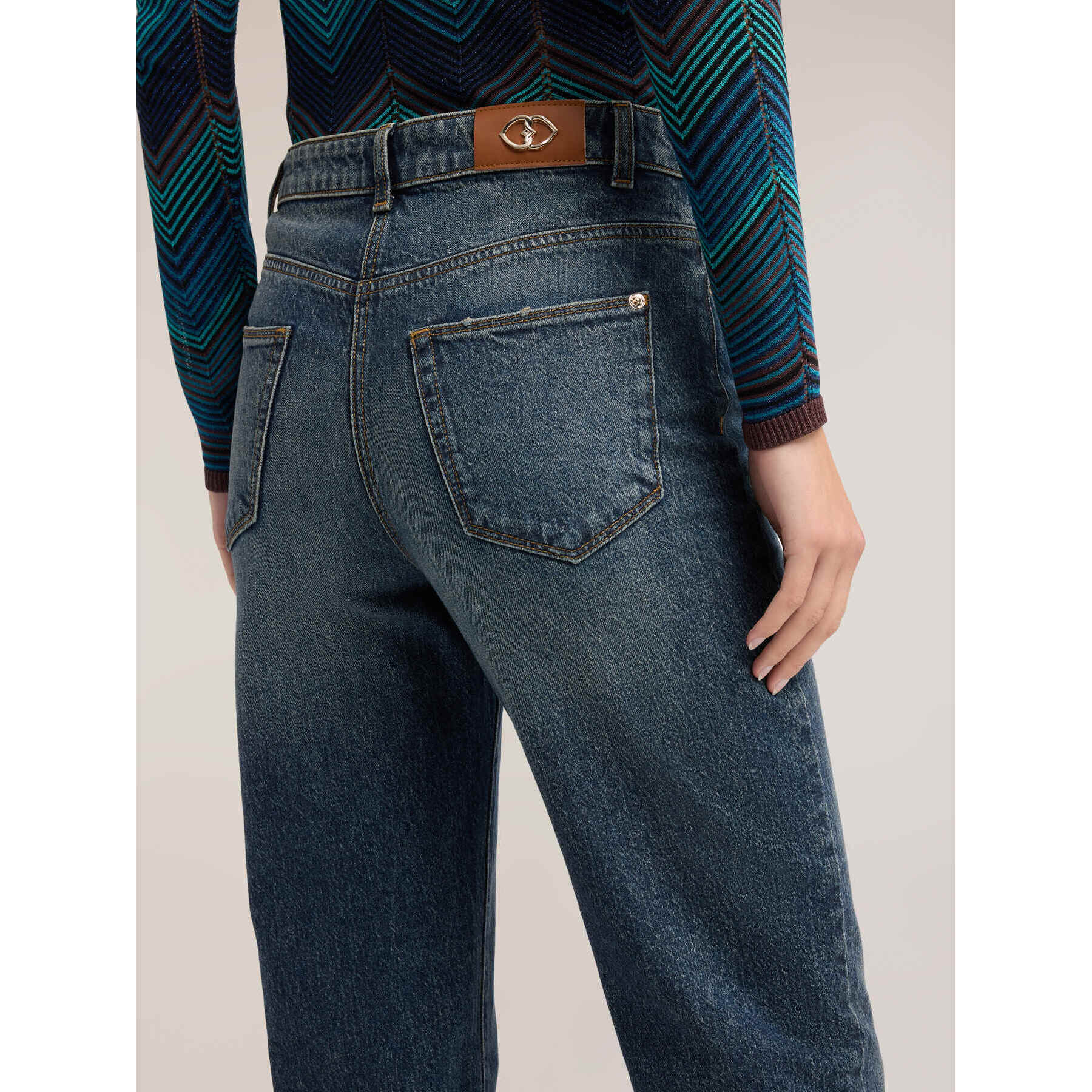 Motivi - Jeans boyfriend con risvolto - Blu