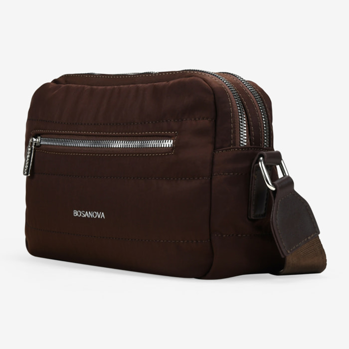 Bolso bandolera marrón con doble cremallera