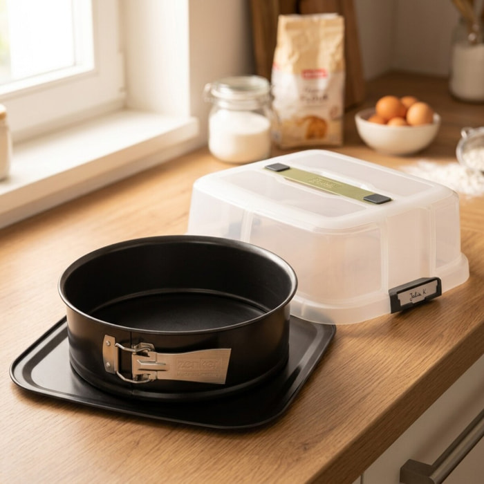 Moule à charnière rond 23 cm avec couvercle de transport Zenker Bake Click and Go