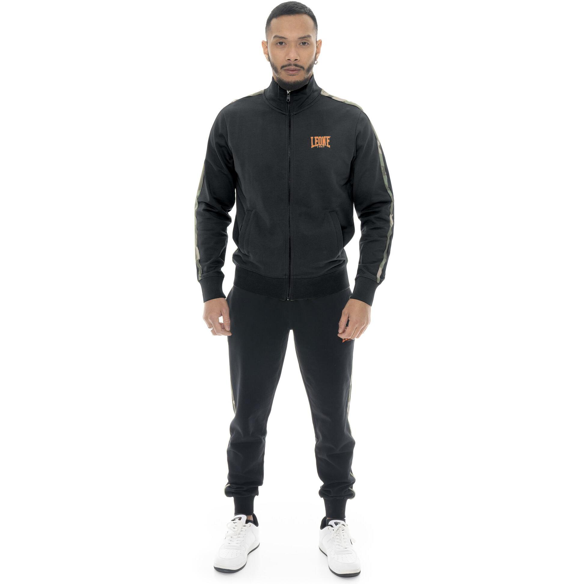 Tuta da uomo in cotone non garzato con colletto e zip Leone Military 1947