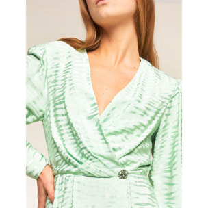 Motivi - Vestido de portafolio en raso jacquard - Green Water