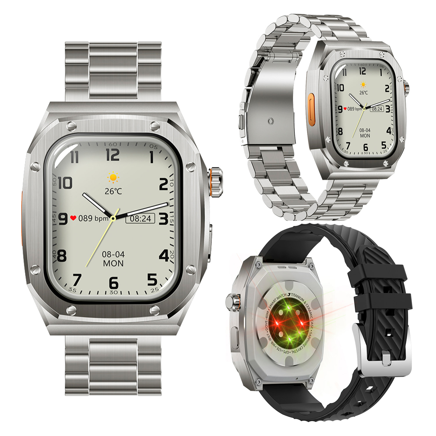 Smartwatch Z79 Max doppio bracciale. Monitorare la salute, la tensione, ecc. Modalità sportive, schermo diviso, chiamate BT.