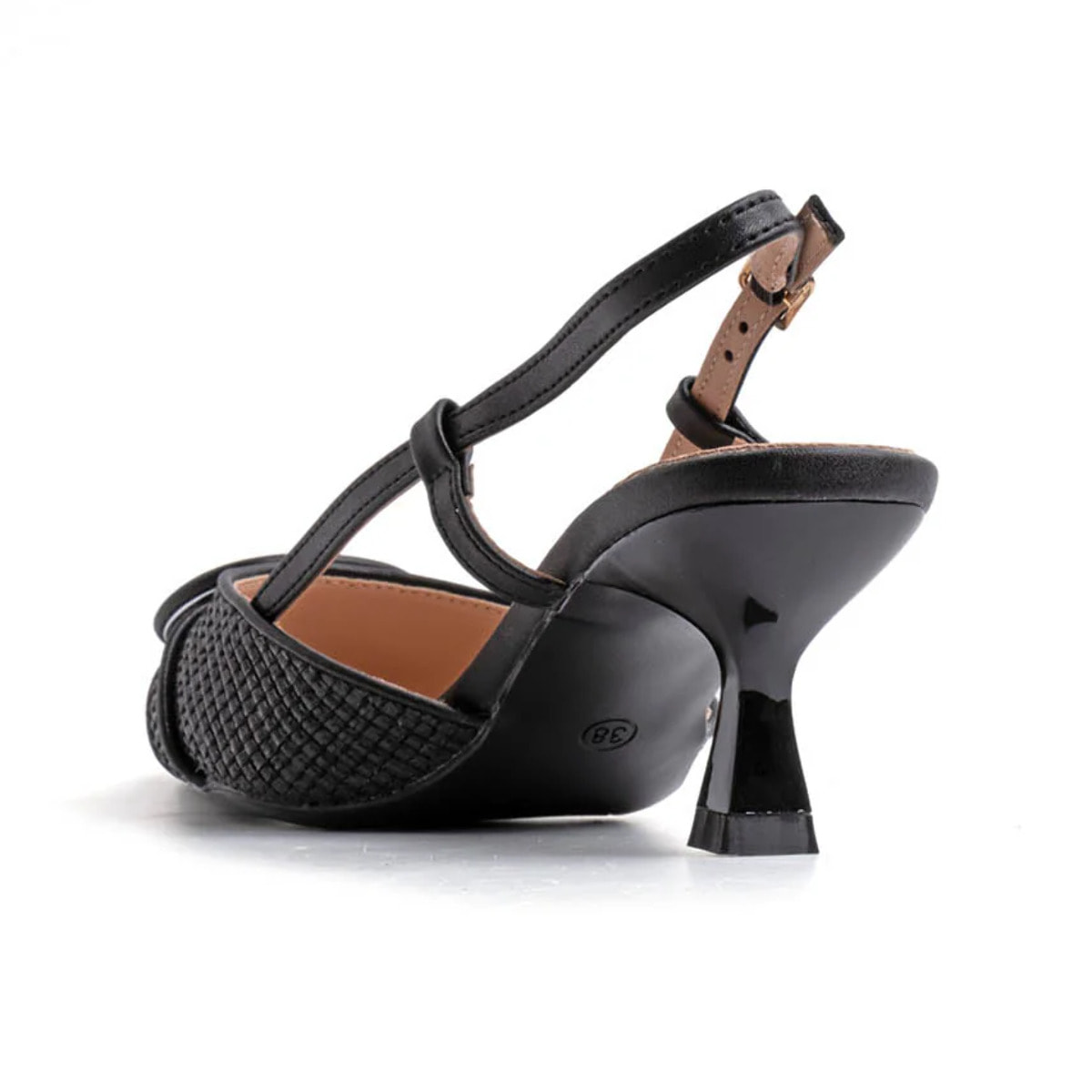 Slingback con trama intrecciata e fibbia - NERO