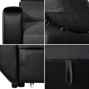 Canapé d'angle convertible WARREN 3 places gris chiné et noir