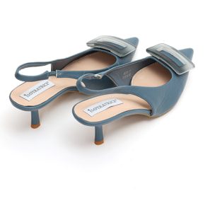 Dècolletè slingback in simil pelle con applicazione sulla punta