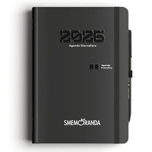 Agenda Smemoranda Everyday 2026 Giornaliera 12 mesi ,A5, Nero