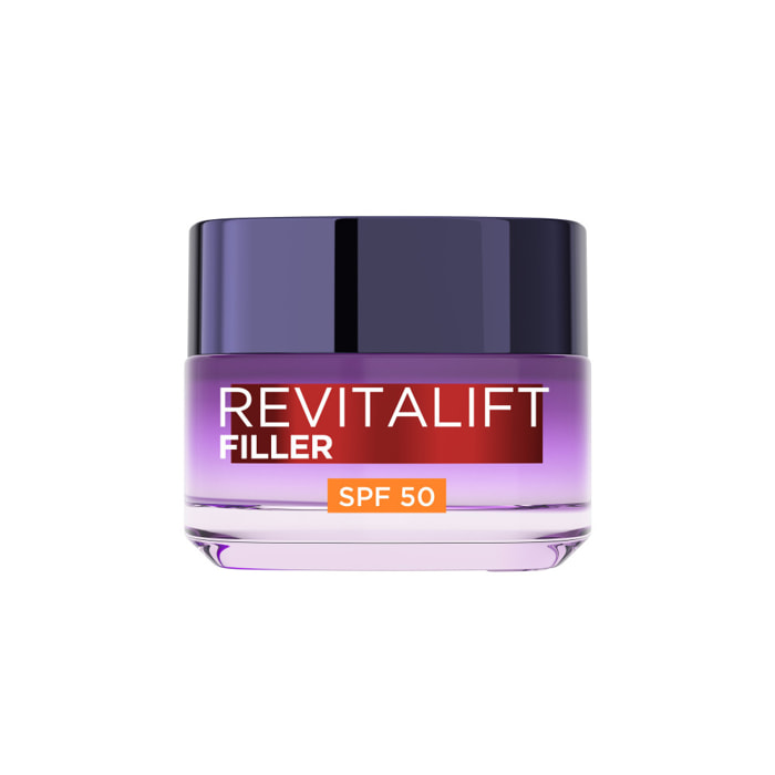 L’Oréal Paris, Revitalift Filler, crème de jour anti-âge repulpante SPF 50, complexe triple acide hyaluronique, texture légère n