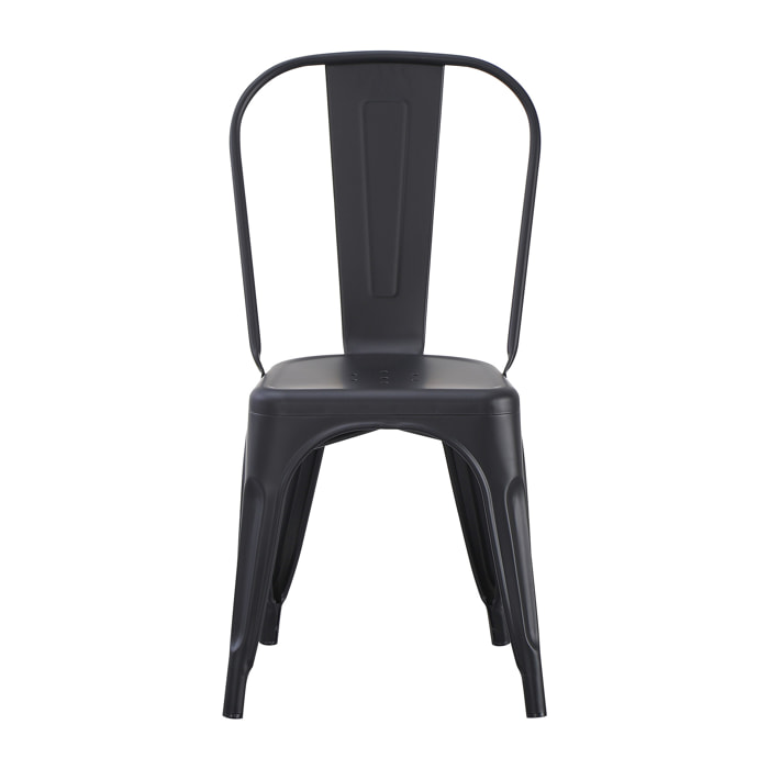 Set Da 4, Sedia Industrial Metallo Nero per soggiorno, cucina e arredo bar