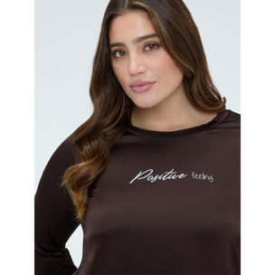 Fiorella Rubino - Blusa in raso Positive feeling - Marrone