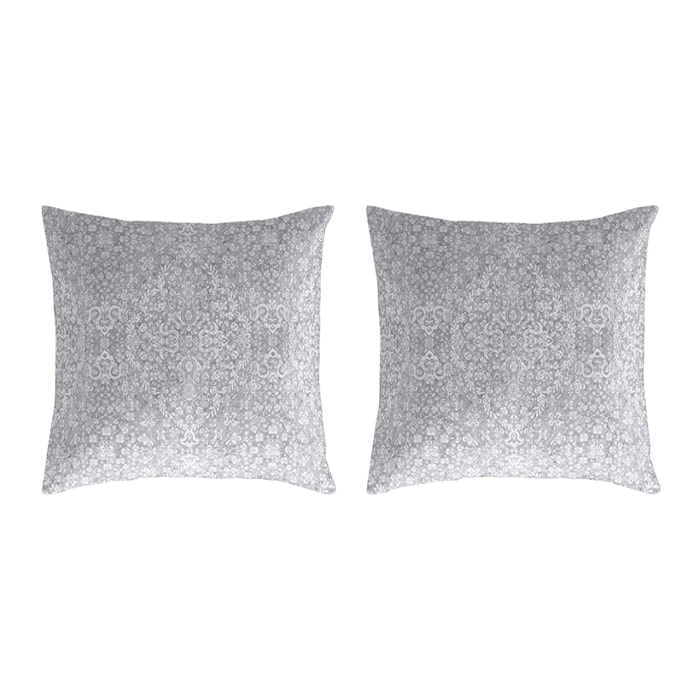 2 Fundas de almohada El Caballo 50x50 cm GIRALDA Gris - 100% algodón -