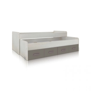 Cama doble juvenil Axim Blanco Alpes - Basalto