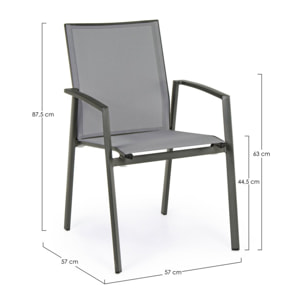 Set 4 sedie da giardino ZARAGOZA in textilene e alluminio antracite, impilabili