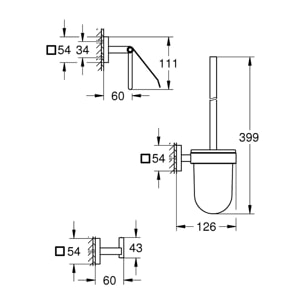 GROHE QuickFix - Start Cube - Set d'accessoires 3 en 1 pour WC - Finition Chromée 41123000 (à visser ou à coller)