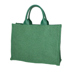 Borsa a mano  da donna Misto pelle e tessuto Made in Italy 31x41,5x15,5 cm