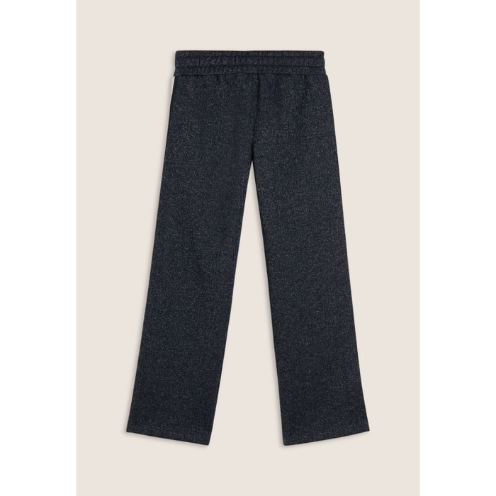 Pantaloni da bambina in cotone e lurex con gamba dritta