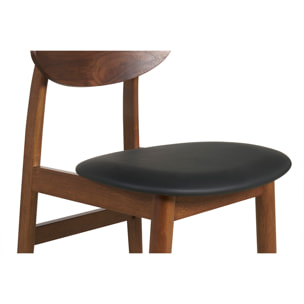 Chaises design en bois foncé et noir (lot de 2) ELION