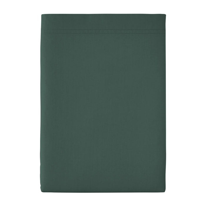 Drap plat uni en percale de coton, PREMIÈRE, Vert forêt
