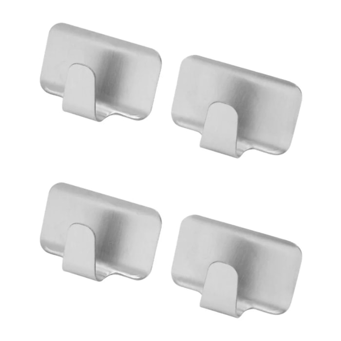 Ensemble de 4 crochets adhésif en acier inoxydable, Fackelmann Tecno