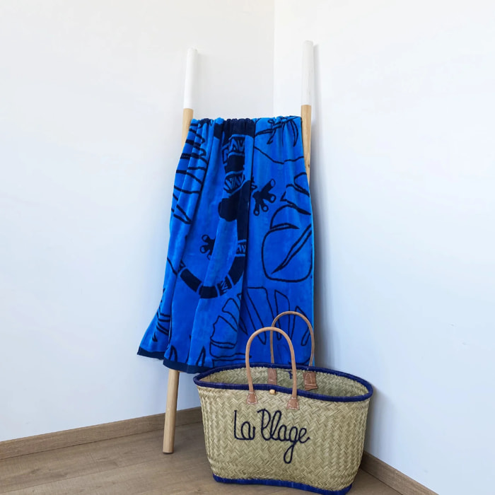 Serviette de plage éponge velours Jacquard Festo 90x170 400 g/m²