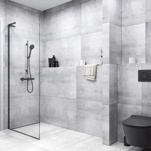 Set de douche style industriel - 3 fonctions, débit 7 l/min - tuyau flexible 70 cm, garantie 5 ans - noir mat