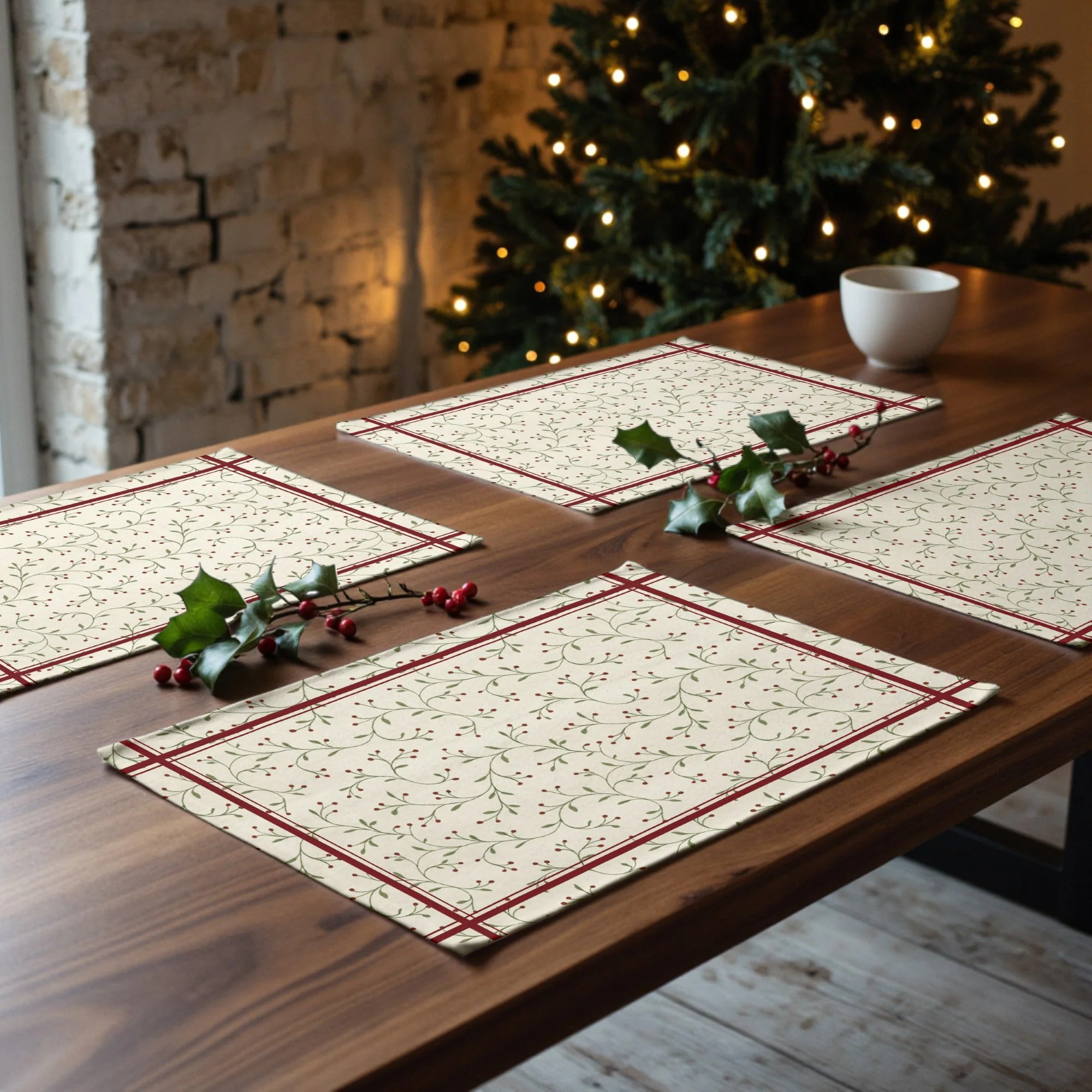 Lot de 2 sets de table anti-taches Christmas Wish 2 Centré