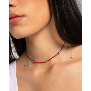 Collar de mujer con abalorios multicolor