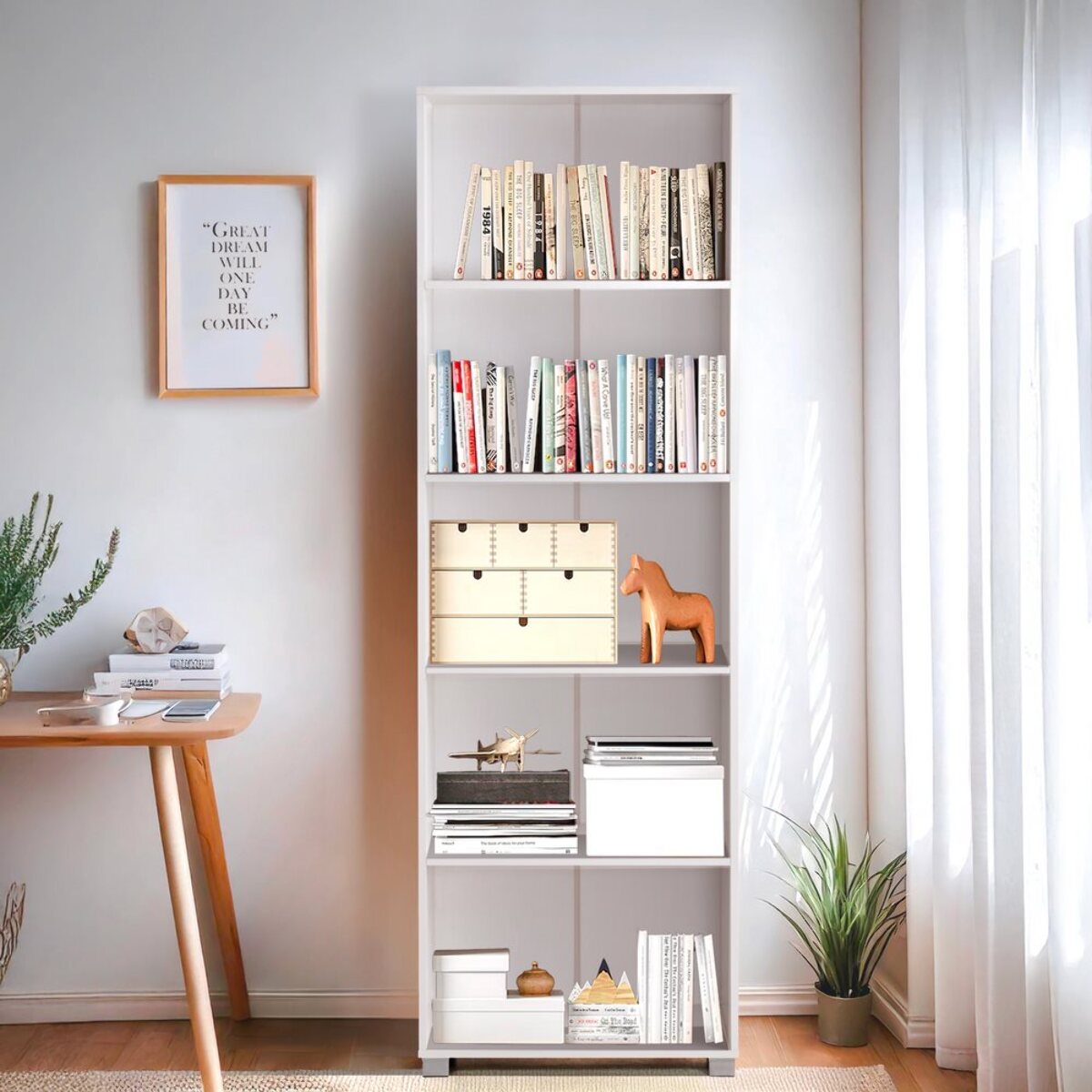 Libreria 5 ripiani color bianco opaco 60x30x189 cm - Buz