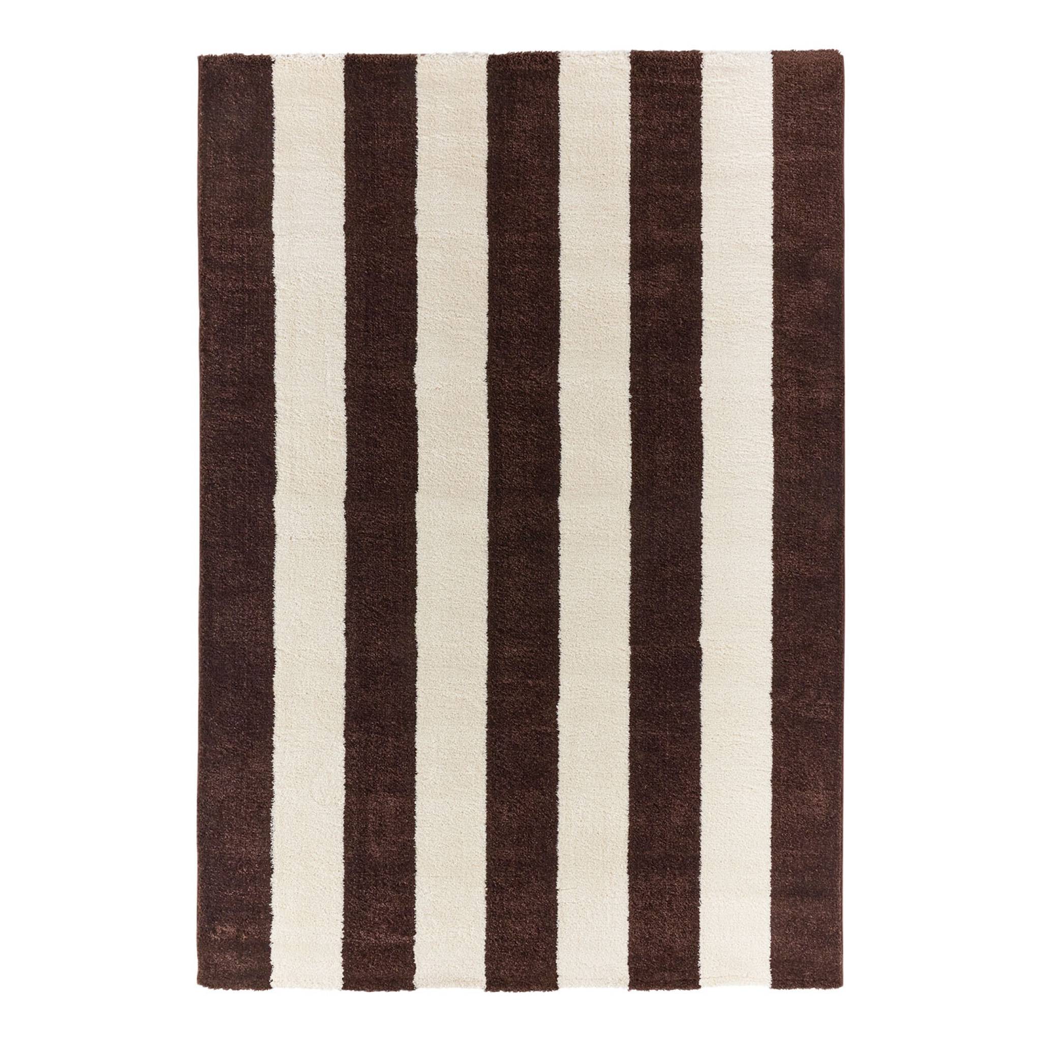 Tapis intérieur rayures marron et blanc PABLO