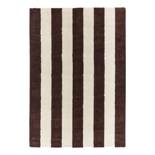 Tapis intérieur rayures marron et blanc PABLO