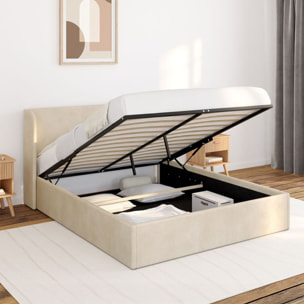Lit coffre Lucia 140x190cm velours beige