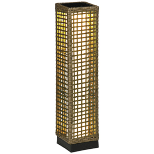Linterna de Jardín de Ratán Sintético Farola Solar con Luces LED Encendido y Apagado Automático para Terraza Balcón Patio 15,5x15,5x69 cm Arena