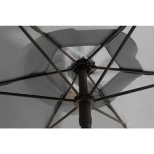 Table et chaises de jardin avec parasol en métal "Convivia" - 6 places - Gris clair