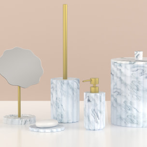 Brosse WC  - Effet marbre avec manche doré - Blanc