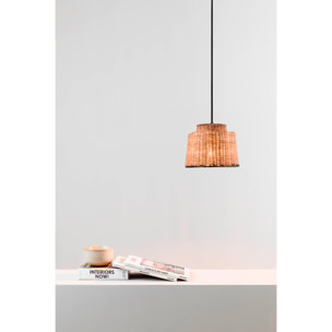 SAIPAN Lampe suspension noire/rotin