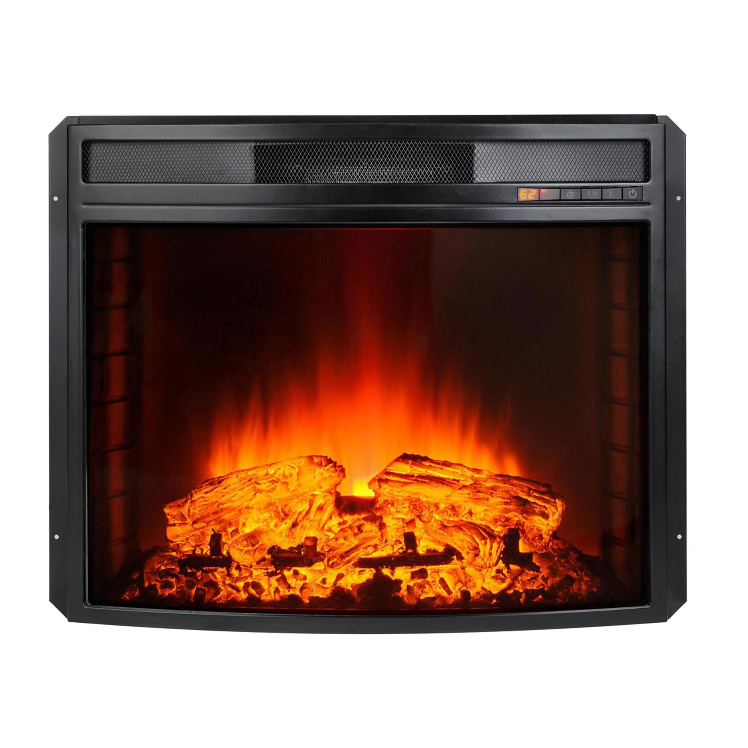 Chimenea eléctrica 2kW en cristal templado plano con mando a distancia y llama regulable CHE-630R PURLINE