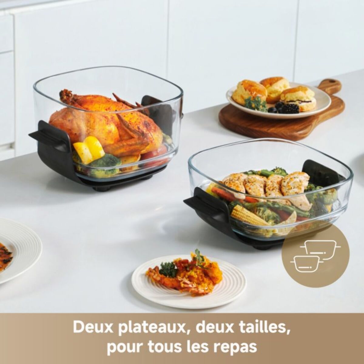 Friteuse sans huile DREAME Tasti™,Gris, 5 en 1, 2 récipients: 2,5L et 4,5L, 1500W