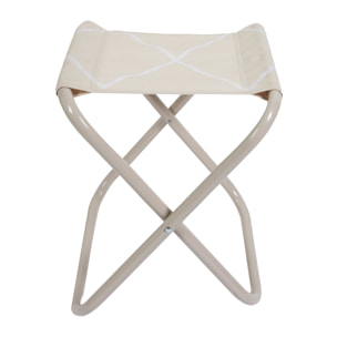 Tabouret Pliant Terre Inconnue Beige A Carreaux