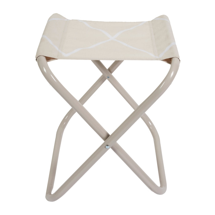 Tabouret Pliant Terre Inconnue Beige A Carreaux