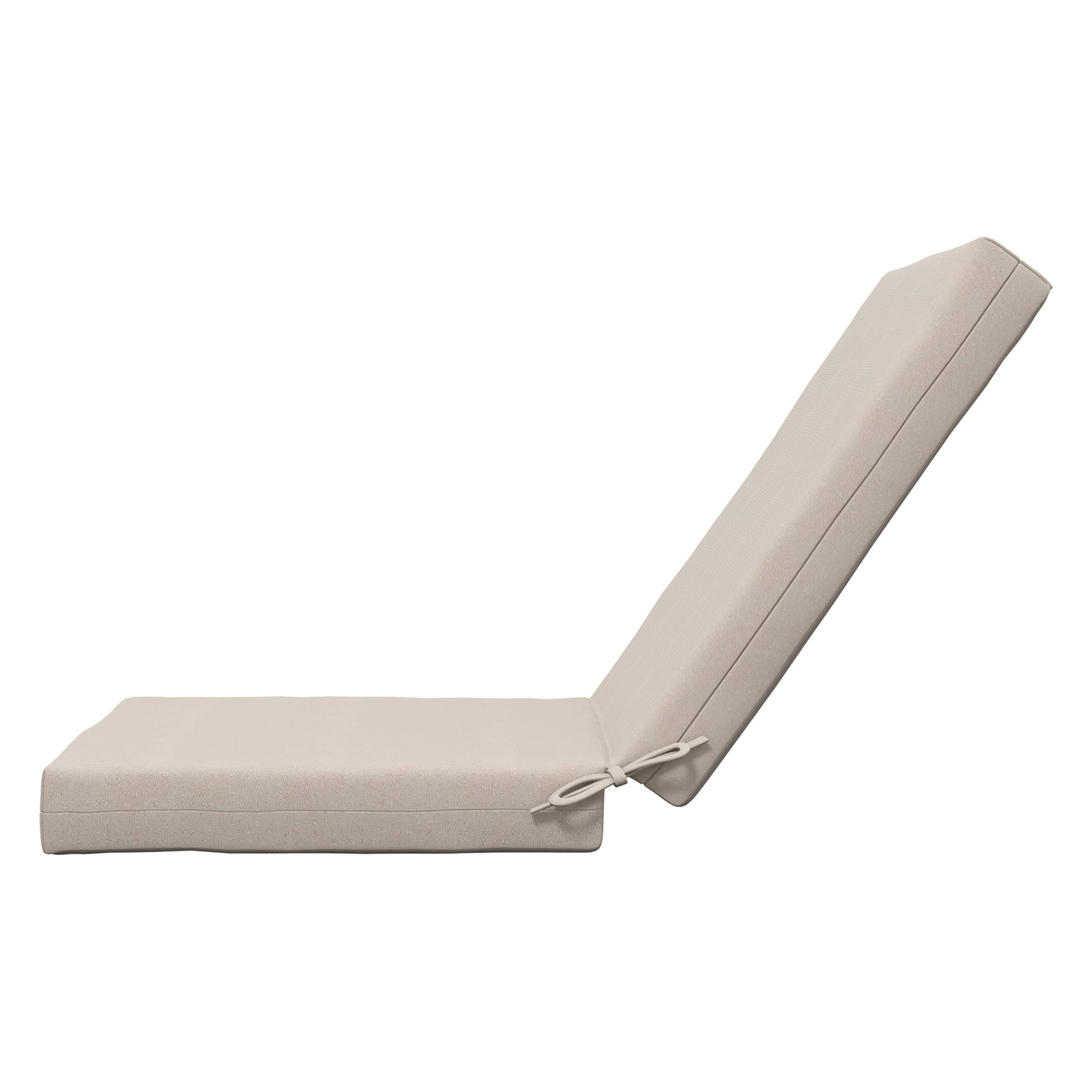 Lot de 2 coussins galettes de chaise de jardin - dim. 112L x 51l x ép. 8 cm - cordons attache - polyester déperlant beige