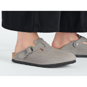 Ciabatte Birkenstock Boston Vl Dotted Stone Coin Grigio