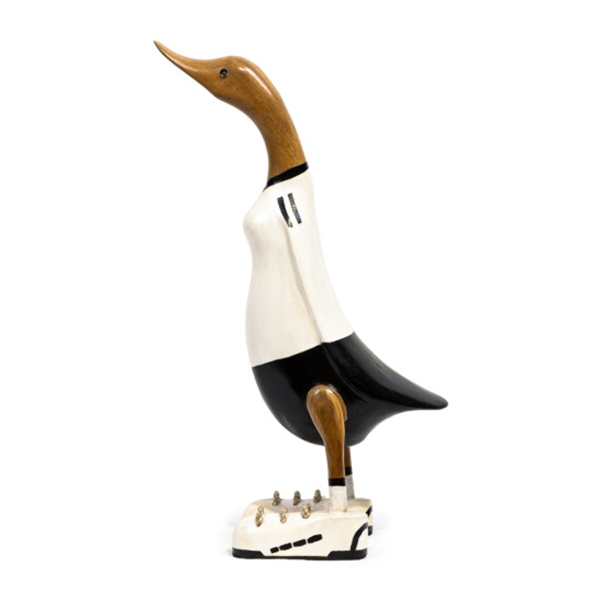 Statue H. 40 cm canard maillot blanc en bois de teck - DUCK