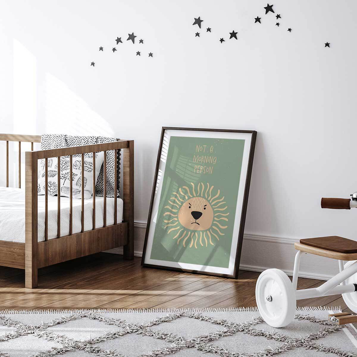 Affiche enfant lion Affiche sous cadre noir