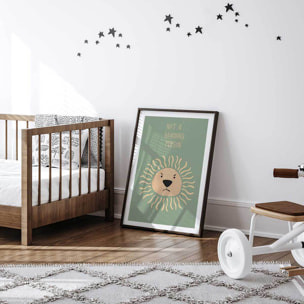 Affiche enfant lion Affiche sous cadre noir