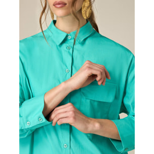 Oltre - Camisa amplia de popelina - Green Water