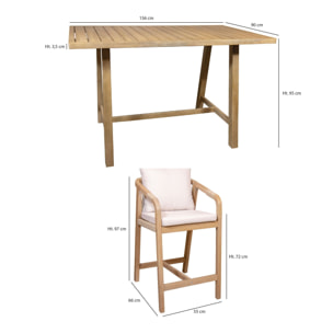 Ensemble table haute et chaises en bois d'acacia 4 places SAONA