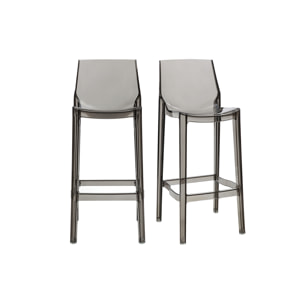 Tabourets de bar design transparents gris intérieur - extérieur H75 cm (lot de 2) YLAK