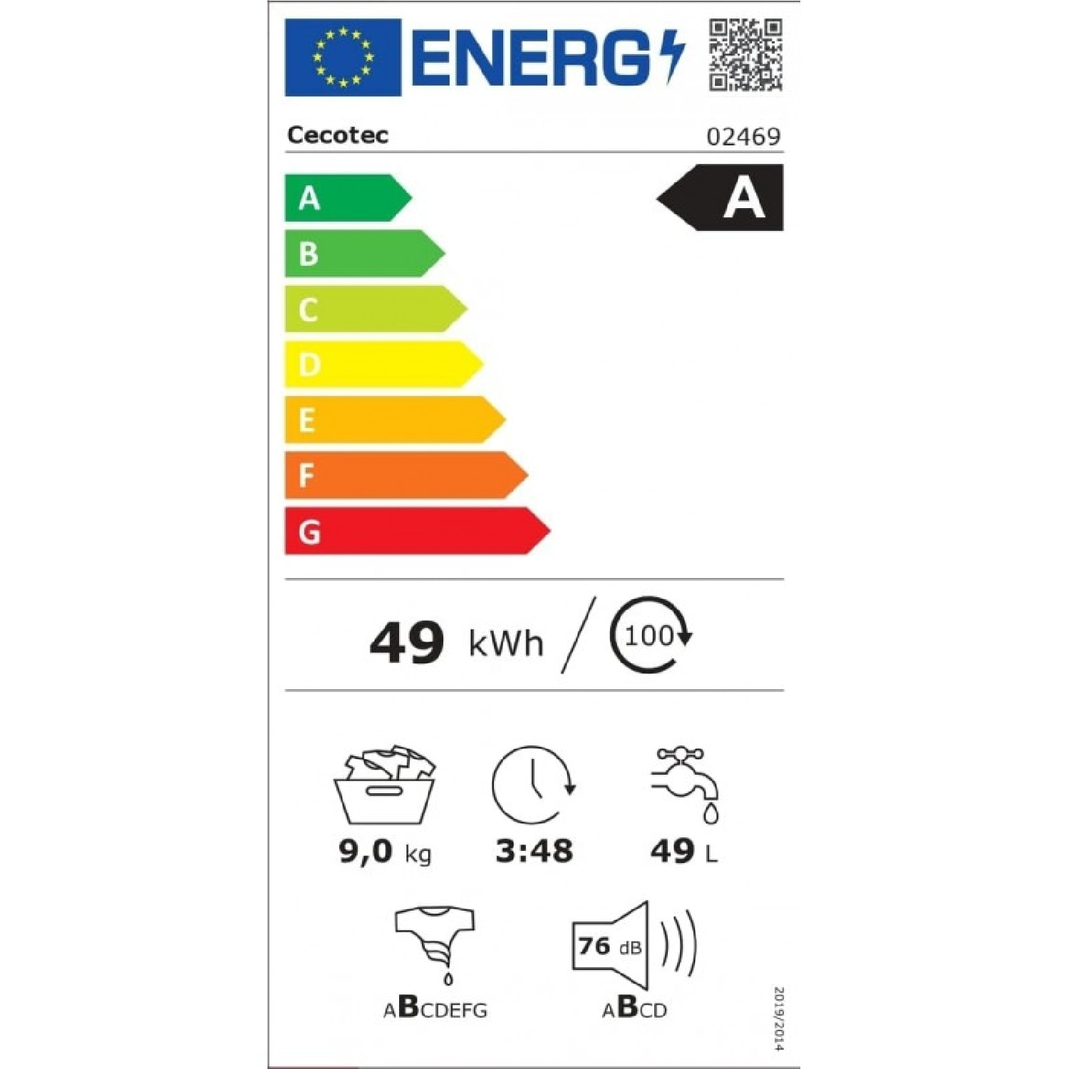 Lavatrici a carica frontale Bolero DressCode 9500 Inverter Steel A Cecotec